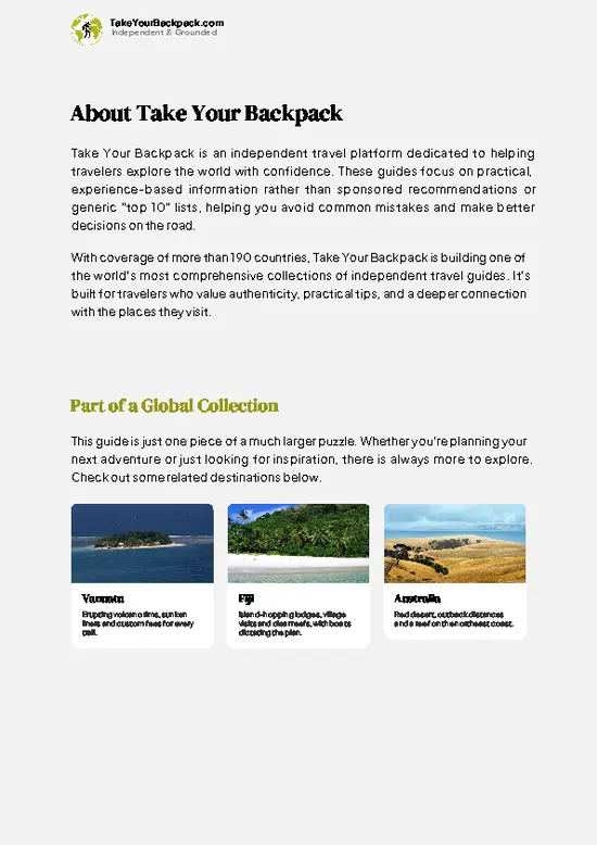 example page 1 from our offline Travel Guide for New Caledonia